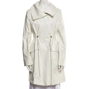 NWT Per Se Linen size 14 White Knee Length Coat Drawstring Per Frost